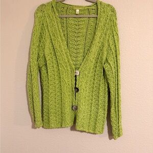Sigrid Olsen Vibrant Green Knit Cardigan